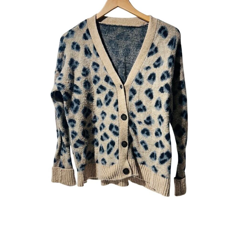 Leopard Print Button-Up Cardigan Sweater